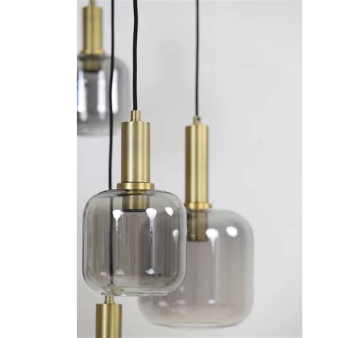 Hanglamp 5L Lekar Antiek Brons Met Smoke Glas Hanglampen