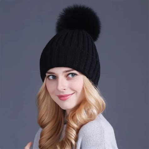 Xthree Mink And Fox Fur Ball Cap Pom Poms Winter Hat For Women Girl S