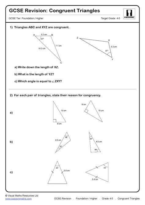 Congruent Triangles Gcse Questions Gcse Revision Questions