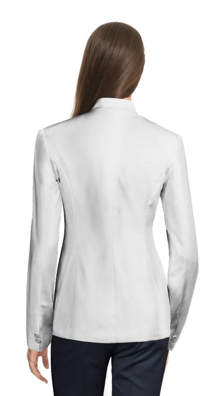 White Linen One Button Blazer With Peak Lapels Sumissura