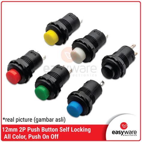 Jual Push Button 12mm Self Locking Push On Off Tombol Saklar 12 Mm