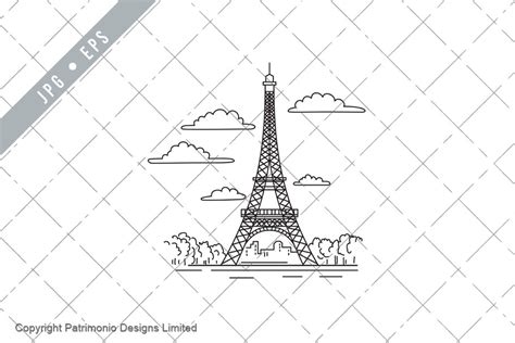 Eiffel Tower Tour Eiffel Mono Line Art Graphic By Patrimonio · Creative