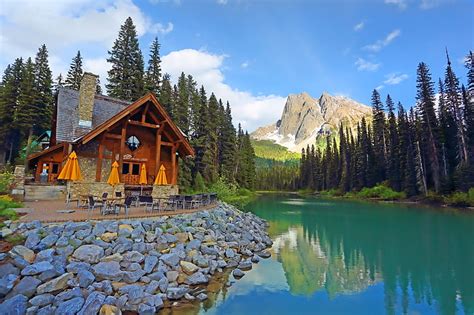 Hd Wallpaper Forest Trees Mountains Lake Canada Restaurant House