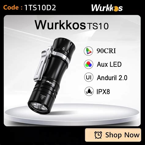 Wurkkos Ts Mini Powerful Flashlight Cri Csp Aux Led Emitter