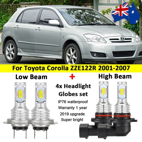 4x Headlight Globes For Toyota Corolla ZZE122R 2005 2006 2007 LH RH LED