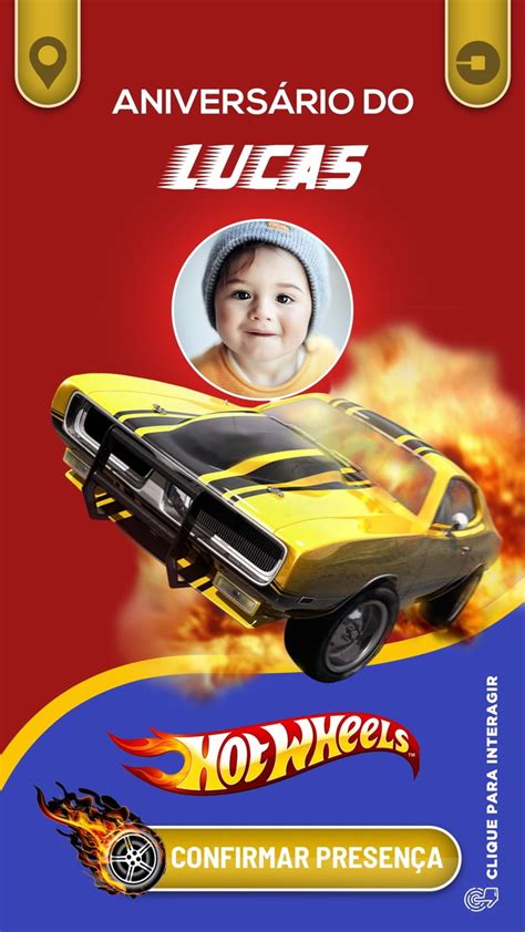 Convite Interativo Aniversário Hot Wheels Elo7