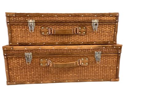 Lot Two Wicker Nesting Suitcases