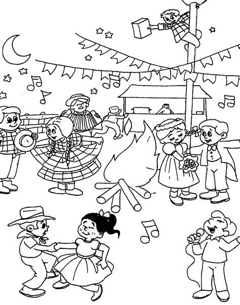 Imagem Junina Para Colorir - Desenho de Festa Junina para colorir - Pop Lembrancinhas