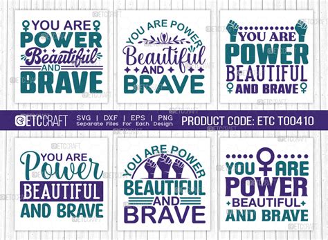 You Are Power Beautiful And Brave Svg Bundle Womens Day Svg Girl