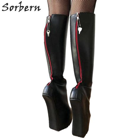 Sorbern Matte Black Crotch Thigh High Boots Ballet Wedge Heelless