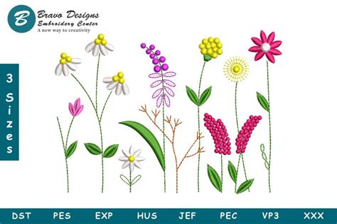 Wildflower Embroidery Designs Design Bundles