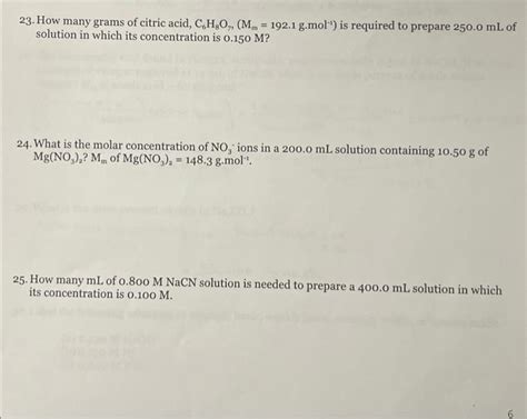 Solved How Many Grams Of Citric Acid C H O Mm Chegg