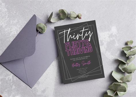 Thirty Flirty And Thriving Invitation 30th Birthday Etsy