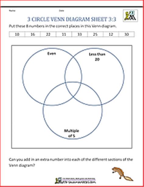 3 Circle Venn Diagram Worksheet