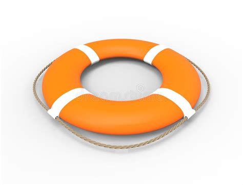 3d Rendering Of A Orange Life Buoy Isolated On White Background Stock