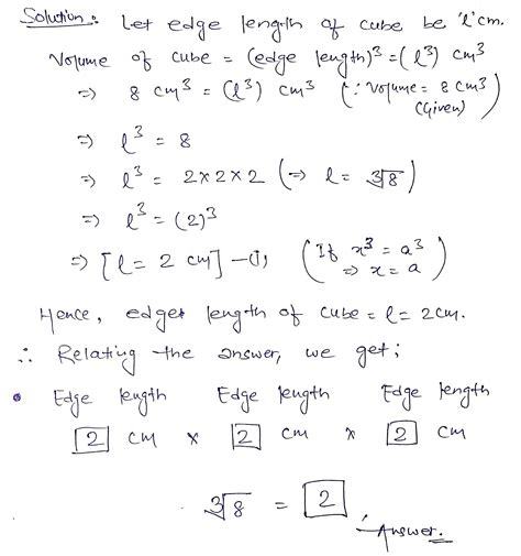 Solved Relate The Volume Of The Cube To The Length Of Each Edge Of