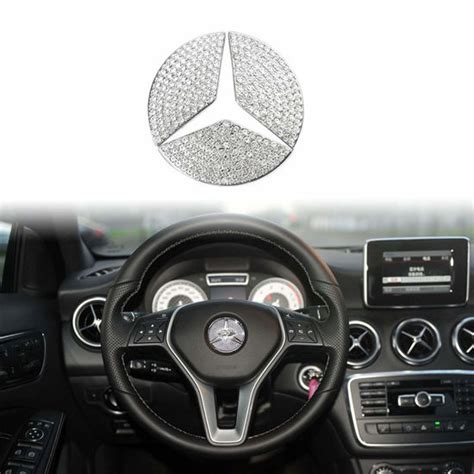 Getuscart Jaronx 45mm Steering Wheel Crystal Emblem Sticker Compatible With Mercedes Ben