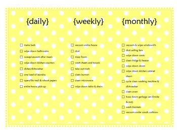 Daily Weekly Monthly Chores Chart By The Painting Principal TPT