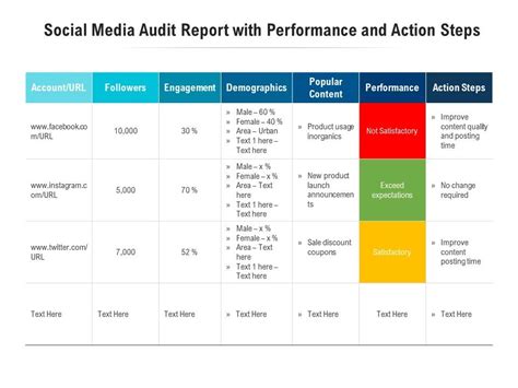 Social Media Audit Report With Performance And Action Steps