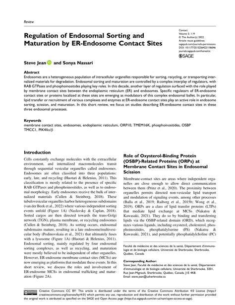 (PDF) Regulation of Endosomal Sorting and Maturation by ER-Endosome ...