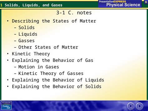 Ppt Solids Liquids And Gases C Notes Describing The States