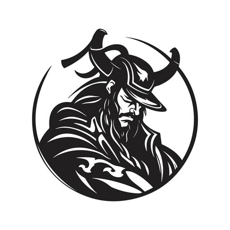 Japanese Samurai Warrior Logo Concept Black And White Color Hand