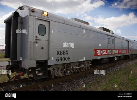 Circus train on railroad track Stock Photo - Alamy