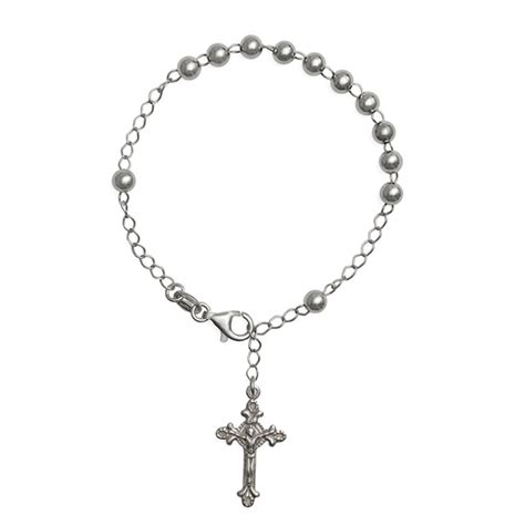 Sterling Silver Crucifix Pendant Rosary Bracelet Savelli Religious