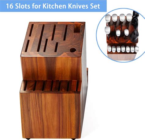 Buy NIUXX Universal Acacia Wood Knife Block 16 Slots Kitchen Knife