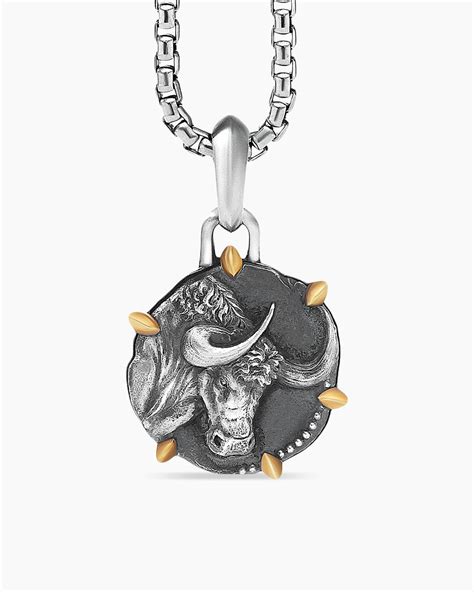 David Yurman Taurus Amulet In Sterling Silver With K Yellow Gold