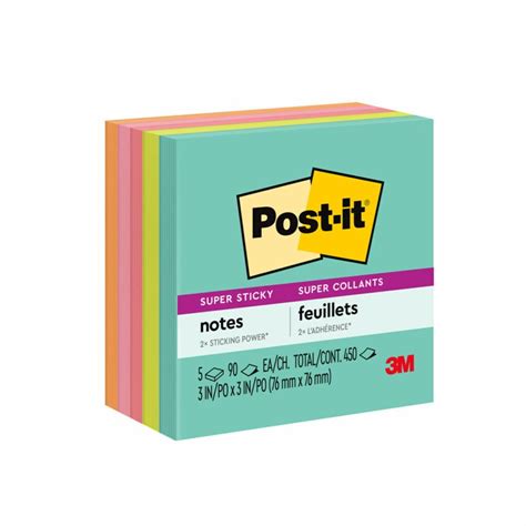 Post It® Super Sticky Notes 654 5ssmia 3 In X 3 In 76 Mm X 76 Mm