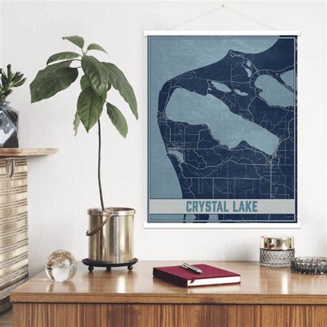 Crystal Lake Michigan Map Print Crystal Lake Magnetic Poster | Etsy