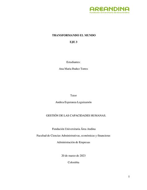 Actividad EJE 3 Gestion DE LAS Capacidades Humanas TRANSFORMANDO EL
