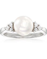 Ross Simons 8 8 5mm Cultured Pearl And Diamond Filigree Ring In