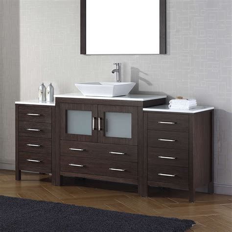 Dior 72 Single Bath Vanity In Zebra Grey With White Engineered Stone