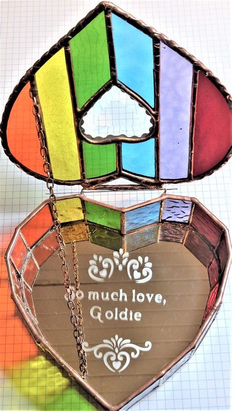 Personalized Stained Glass Rainbow Heart Jewelry Box Etsy