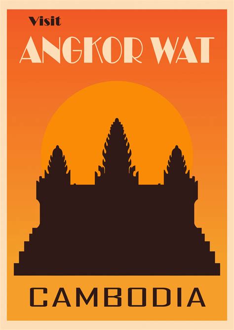 Angkor Wat Cambodia Travel Poster Free Stock Photo Public Domain