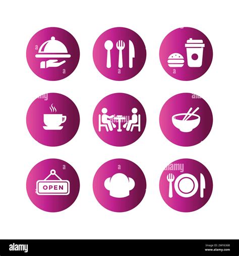 Food Icon Set Simple Design With Purple Color Stock Vector Image And Art Alamy