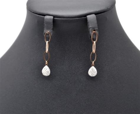 BO1720E Boucles D Oreilles Pendantes Maillons Contour Acier Or Rose