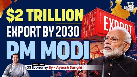 India Is On Track To Achieve 2 Trillion In Exports By 2030 Says Pm Modi Upsc Economy Youtube