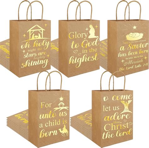 Amazon Cholemy Pcs Christmas Religious Gift Bags Metallic Gold