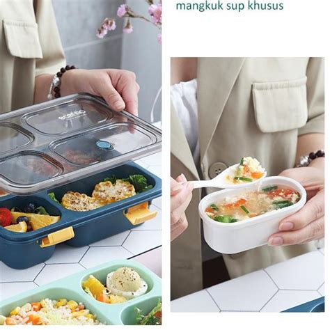 Jual Foodi Lunch Box Set Grid Sekat Kotak Bekal Makan Anti Tumpah