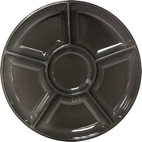 Party Essentials Hard Plastic Round Divided Serving Tray