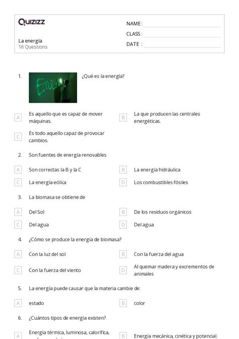 50 Energía hojas de trabajo para Grado 4 en Quizizz Gratis e Imprimible