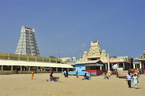 Famous Subramanyam Temple And His Gopuram On Beach At Tiruchendur