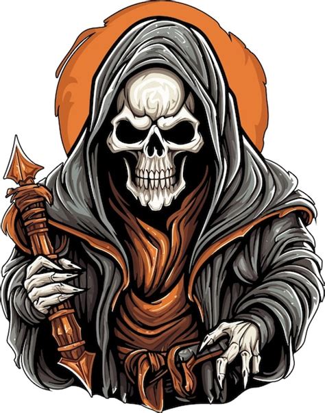 Premium Vector Grim Reaper Skull Scary Mascot