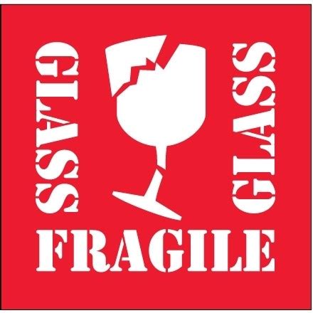 " Fragile - Glass" Labels, 4 x 4" for $30.00 Online | The Packaging Company