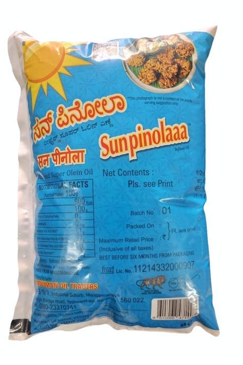 L Sunpinolaaa Refined Super Olein Oil Packaging Type Packet