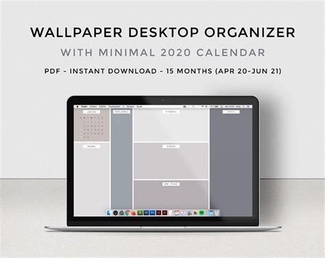 Desktop wallpaper organizer with 2020 2021 calendar dark | Etsy ...