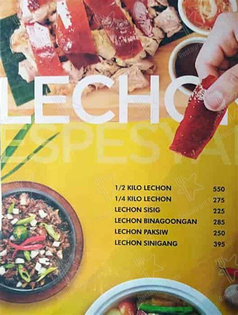 Menu At Lydia S Lechon Best Lechon In Manila Fast Food Quezon City